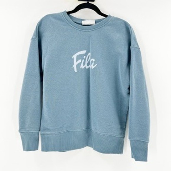 Fila Womens Sweatshirt Size S Crew Neck Pullover Blue Logo Top - Picture 1 of 3